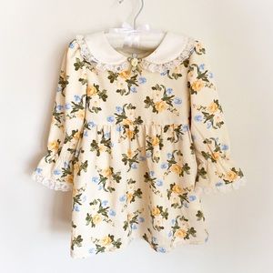 Cottagecore Shabby Chic Floral Peter Pan Collar Dress For Baby Girl Easter